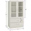Paloma Large Crockery cum Bookshelf Cabinet with Toughened Glass Shutters and Drawers in Ivory Colour