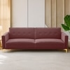Calisa 3 Seater Velvet Sofa Cum Bed in Pink colour