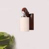 Devansh Solid Wood Electric Wall Light in Brown Colour with White Shade Count of 1 Light