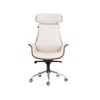 Shark Leatherette High Back Office Chair In Cream And Tan