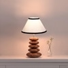 Devansh White & Black  Cotton Table Lamp With Wood  Pebble Lamp  (10X10X15) Inches