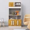 Hexa Red Crockery Unit Multipurpose Wooden Cabinet in Frosty White And Giant Wood Colour