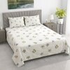 Cruz White Floral 400 TC Cotton Flat Double Queen Size Bedsheet with 2 Pillow Covers – Threads