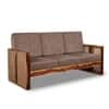 Ritik Solid Wood 3 Seater Rattan Designed Sofa  In Natural Teak Finish
