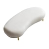 Wooden Twist Borzy Modern Curved Bench with Golden Metal Legs and Soft in White Colour