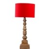 Devansh Red Cotton Table Lamp With  Wood Natural Base (7X7X21.25 Inches)-4