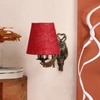 Devansh Metal Electric Wall Light in Antique Gold Colour with Maroon Shade Count of 1 Light