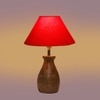 Devansh Red Cotton Table Lamp With Wood Natural Base (10X12.5 Inches)-27