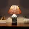 Devansh Conical Beige Jute Shade Lamp With Wood & Mosaic Glass Base For Decoration/Office/Home/Gifting/Study For Decoration/Office/Home/Gifting/Study -(10X10X14.5) Inches -A