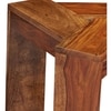 Avina Sheesham Wood Contemporary Triangle Set Of 2 Sidetable  End Table In Natural Teak Finish