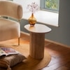 Linn Pearl Solid Wood Side Table in White Colour