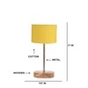 Devansh Yellow Cotton Table Lamp With  Natural  Wood Base  & Steel Pipe (7X17 Inches)-6