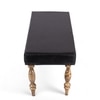 Cairo Sheesham Wood Accent 3 Seater Bench In Black Leatherite