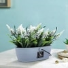 Artistic White Lupine With A Handle Ceramic Pot
