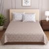 Beige Floral Cotton 400 Tc Flat Single Bed Size Bedsheet With 2 Pillow Covers
