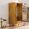 Hexa Red Wooden 2 Door Wardrobe with Drawer and Hanging Space in Giant Wood Colour