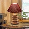 Devansh Maroon Jute Table Lamp With Wood  Pebble Lamp  (10X10X15) Inches