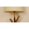Vrikshya Wooden Table Lamp with Brown Base and Premium White Fabric Lampshade