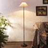 Moana White Natural Fiber Floor Lamp with Black Iron Base