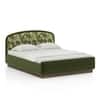 Eden Upholstered King Size Hydraulic Storage Bed In Berry Orchid Colour with Danish Walnut Finish