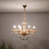 Marie Theresa 6 Arm Amber and Clear Crystal Chandelier