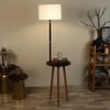 Rosa White Cotton Floor Lamp with Solid Wood