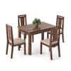 Fidora 4 Seater Dining Table With Set Of 4 Martha Dining Chairs (Colour- Wheat Brown, Finish- Teak)
