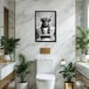 The Castle Decor Funny Elephant Reading Newspaper Toilet Wall Art 8x12 Inch