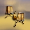 Devansh Metal Electric Wall Light in Gold Colour with Beige Shade Count of 2 Lights
