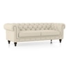 Winchester 3 Seater Premium Italian Leather Sofa In Creme Fraiche