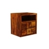 Diamond Solid Wood Bedside Table in Honey Finish