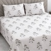 Yash White Floral 400 TC Cotton Flat Double Queen Size Bedsheet with 2 Pillow Covers – Threads