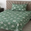 Sage Green Floral 290 TC Cotton Flat Single Size Bedsheet with 1 Pillow Cover – Threads
