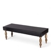 Cairo Sheesham Wood Accent 3 Seater Bench In Black Leatherite