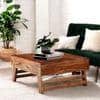 Bradford Sheesham Wood Contemporary Square Foldable Coffee Table In Natural Teak Finish