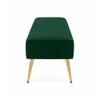 Doe Buck Upholstered Bench in Green Colour with Channel Stitching and Gold Legs