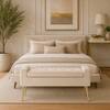 Doe Buck Upholstered Storage Bench in Beige Colour with Gold Legs