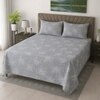 Kora Blue Floral 400 TC Cotton Flat Super King Size Bedsheet with 2 Pillow Covers – Threads
