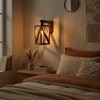 Symmetric Brown Solid Wood Wall Lights
