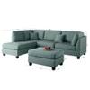 Nova 3 Seater L Shaped Sectional Sofa Right Chaise and Ottoman Blue Cream