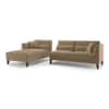 Lewis Sectional Sofa (Colour : Fawn Velvet, Cushion : Soft, Seater : Left Aligned 3 Seater + Left Aligned Chaise)