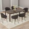 Atlas Solid Wood 6 Seater Dining Table with 6 Meryl Lounge Chair