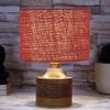 Millie Maroon Jute table lamp with Natural Wood Base