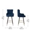 Doe Buck Nolen Upholstered Bar Stool in Blue Colour with Gold Tip Legs