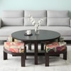 Nashville Sheesham Wood Coffee Table With 4 Stools Set In Mahogany Finish