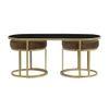 Benton Nesting Black Glass Coffee Table Set With 2 Stools In Gold Finish
