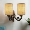 Devansh Metal Electric Wall Light in Antique Gold Colour with White Shade Count of 2 Lights