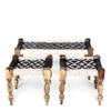 Oakville Sheesham Wood Vintage Seater Maachi Bench Set  2 Stools In Black  White Rope