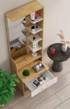 Hexa Red Wooden Dressing Table in Giant Wood and Frosty White Colour