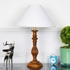 Lorette hand crafted Solid wood honey finish table lamp With White Cotton Shade